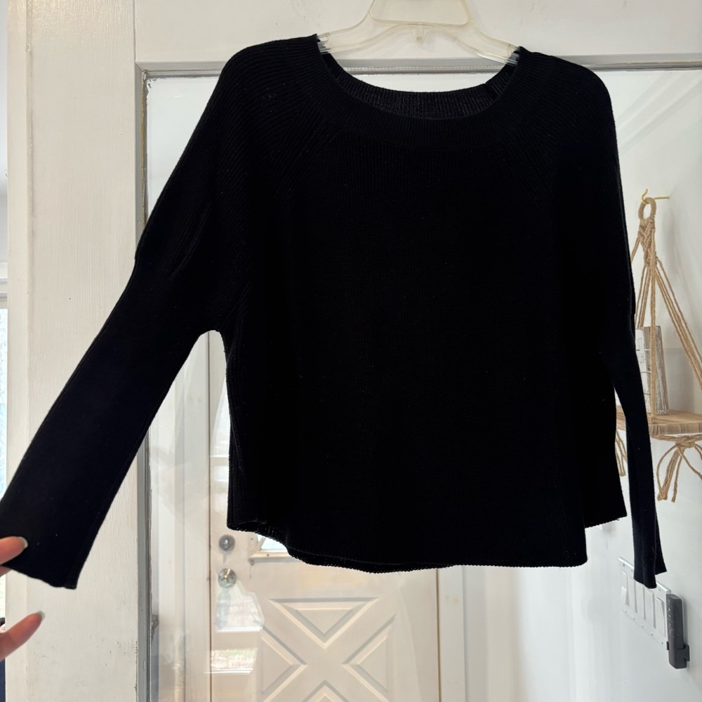 Zara Black Ribbed Crewneck Sweater